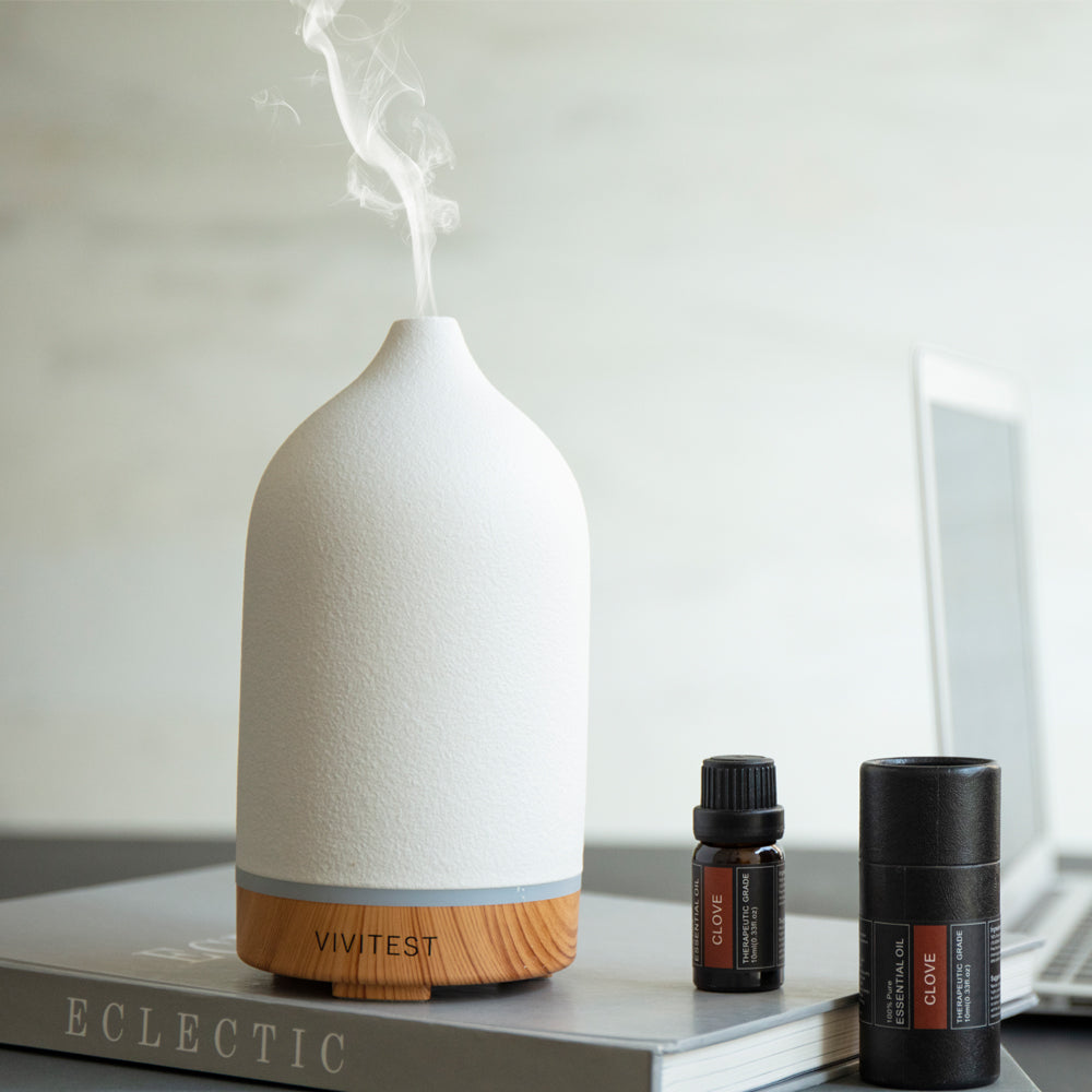 VIVITEST Ceramic Diffuse,Stone Essential Oil Diffuser, Ultrasonic Aromatherapy Diffusers for Home