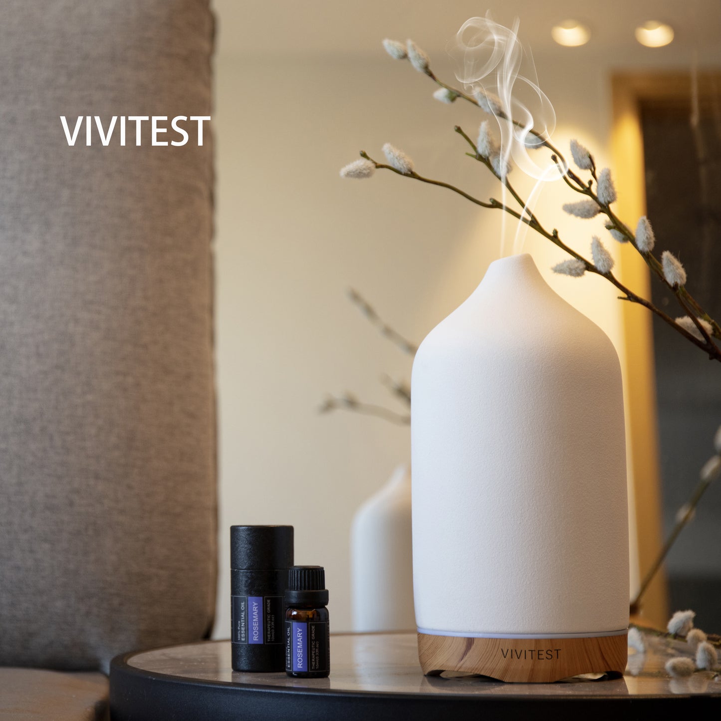 VIVITEST Aromatherapy Diffuser,250ML Ceramic Ultrasonic Essential Oil Diffuser for Aromatherapy (250ML)