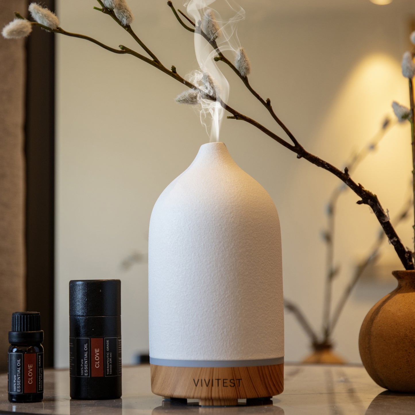 VIVITEST Ceramic Diffuse,Stone Essential Oil Diffuser, Ultrasonic Aromatherapy Diffusers for Home